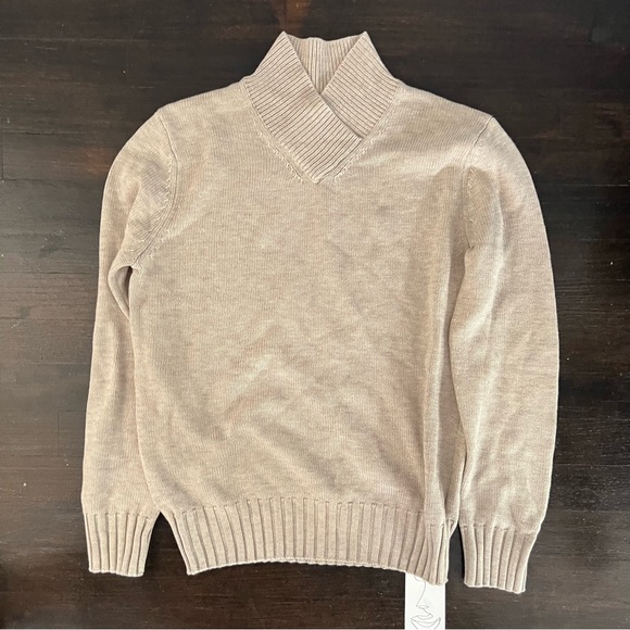 NWT Minimalist Winter Elegant Crossover Stand Collar Loose Knit Sweater Medium - Picture 2 of 2